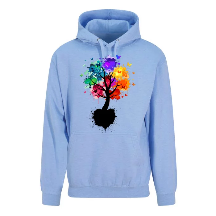 Bright Colorful Painted Butterfly Tree Unisex Surf Hoodie