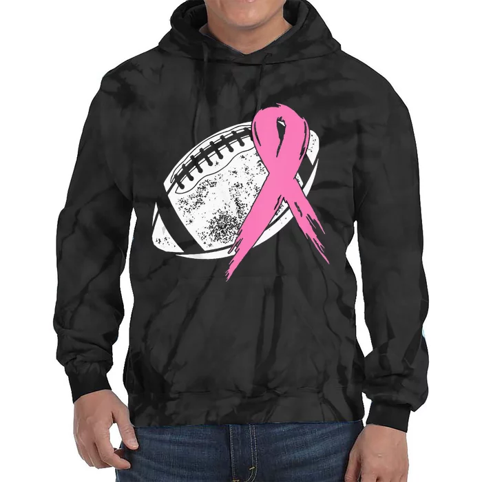 Breast Cancer Pink Ribbon Football Awareness Costume Tie Dye Hoodie