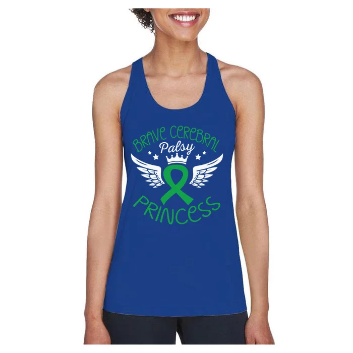 Brave Cerebral Palsy Princess Cerebral Palsy Awareness Gift Women's Racerback Tank