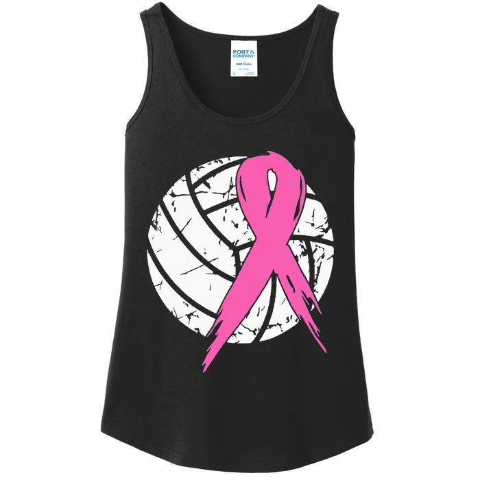 breast cancer pink ribbon volleyball awareness costume Ladies Essential Tank