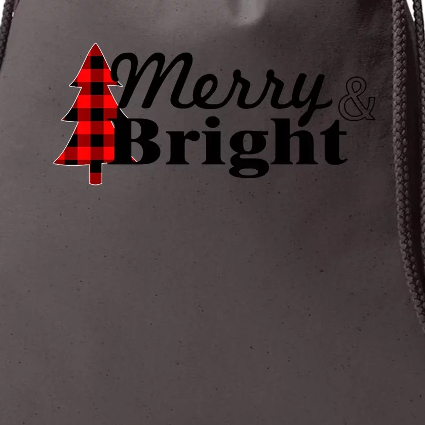 Buffalo Check Plaid Merry And Bright Christmas Holiday Premium Drawstring Bag