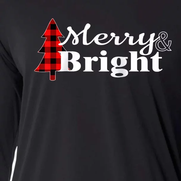 Buffalo Check Plaid Merry And Bright Christmas Holiday Raglan Baseball Cooling Performance Long Sleeve Crew