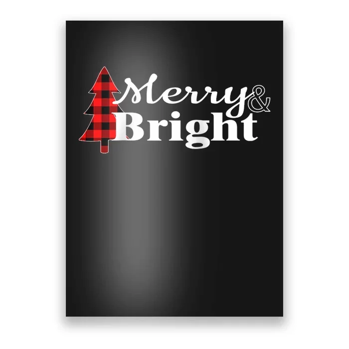 Buffalo Check Plaid Merry And Bright Christmas Holiday Raglan Baseball Poster