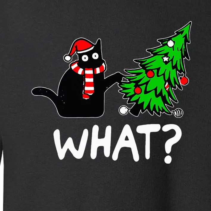 Black Cat Pushing Christmas Tree Over Cat What Toddler Sweatshirt