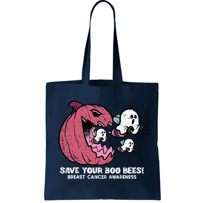 Breast Cancer Pumpkin Save Boo Your Bees Awareness Tote Bag