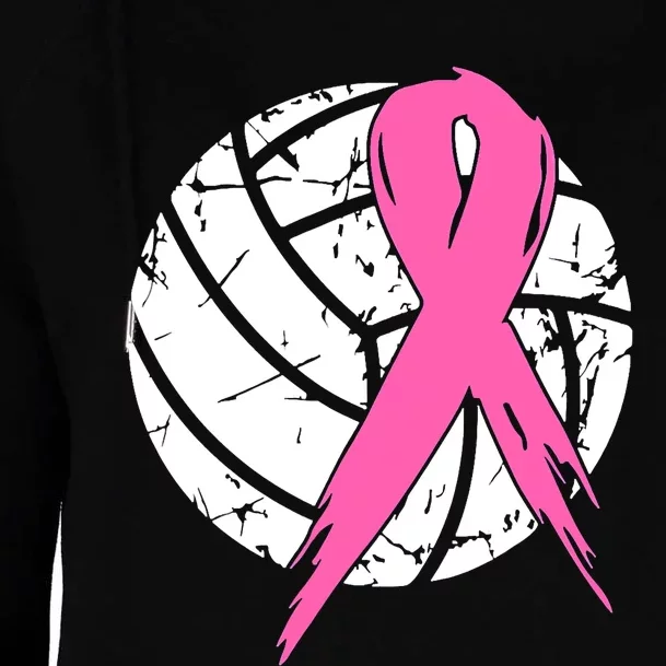 Breast Cancer Pink Ribbon Volleyball Awareness Costume Womens Funnel Neck Pullover Hood