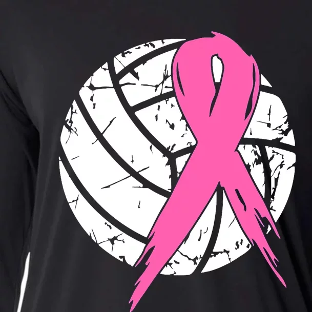 Breast Cancer Pink Ribbon Volleyball Awareness Costume Cooling Performance Long Sleeve Crew