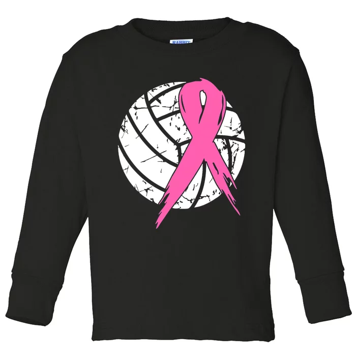 Breast Cancer Pink Ribbon Volleyball Awareness Costume Toddler Long Sleeve Shirt