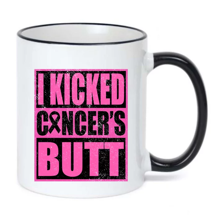 Breast Cancer Quote I Kicked Cancer Butt Inspiration Black Color Changing Mug