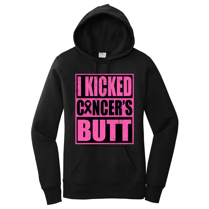 Breast Cancer Quote I Kicked Cancer Butt Inspiration Women's Pullover Hoodie