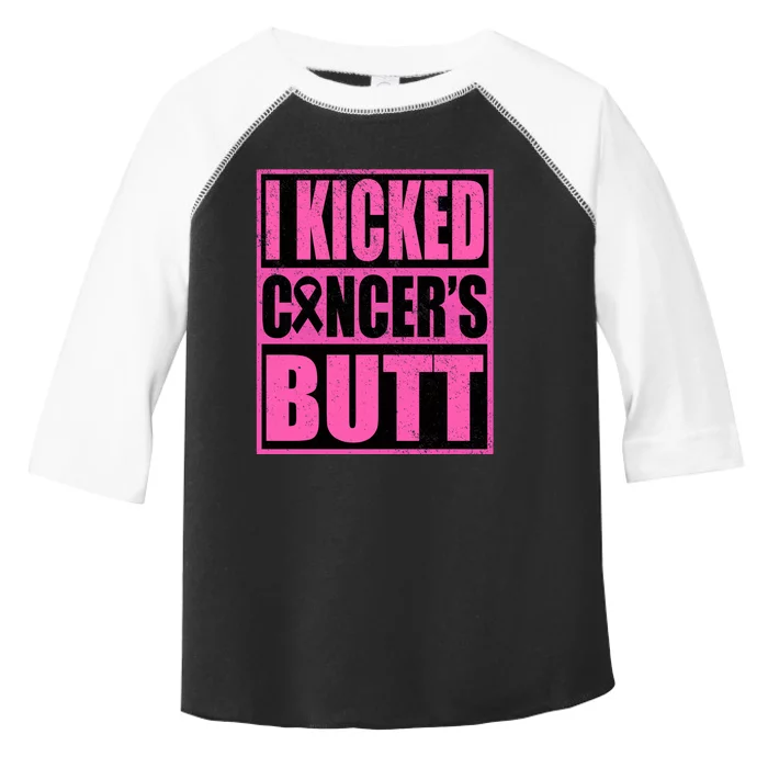 Breast Cancer Quote I Kicked Cancer Butt Inspiration Toddler Fine Jersey T-Shirt