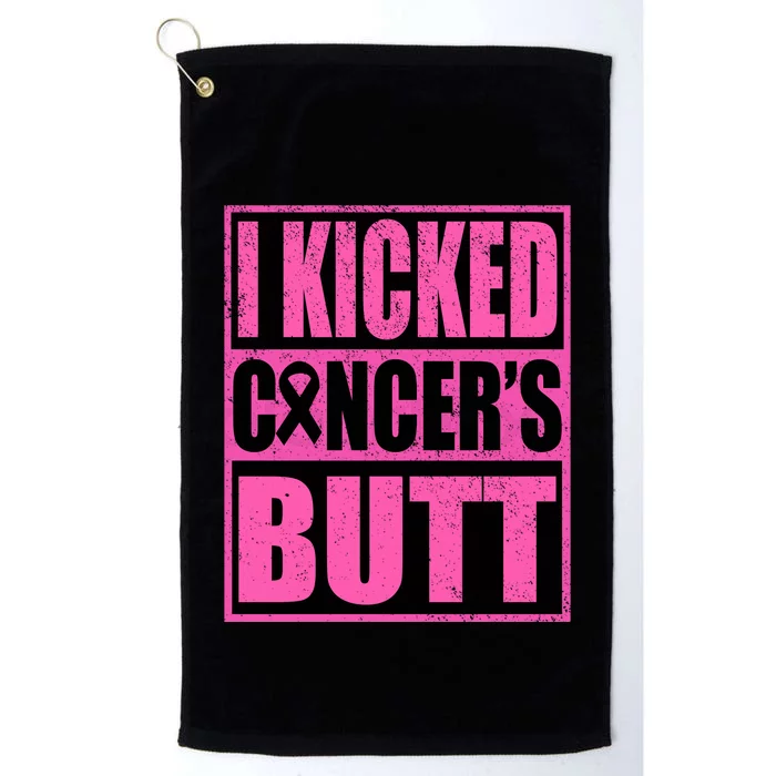 Breast Cancer Quote I Kicked Cancer Butt Inspiration Platinum Collection Golf Towel