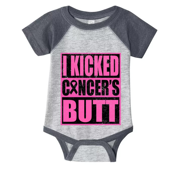 Breast Cancer Quote I Kicked Cancer Butt Inspiration Infant Baby Jersey Bodysuit