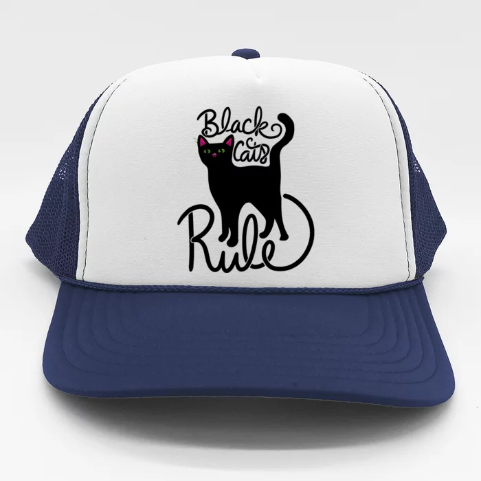 Black Cats RULE Fun Black Cat Mom Cute Trucker Hat