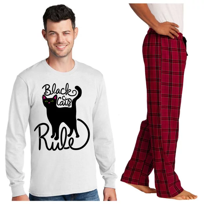 Black Cats RULE Fun Black Cat Mom Cute Long Sleeve Pajama Set