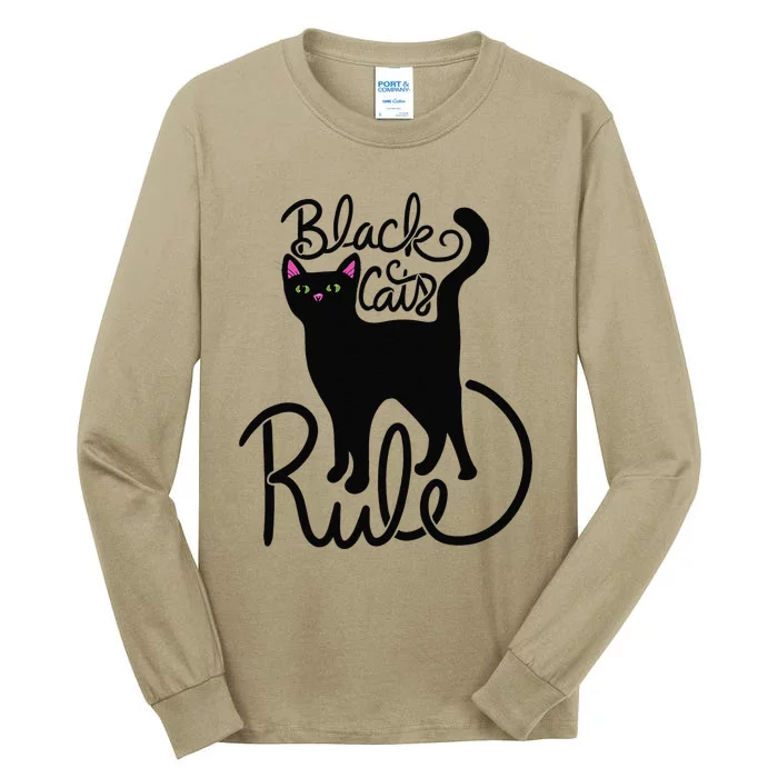 Black Cats RULE Fun Black Cat Mom Cute Tall Long Sleeve T-Shirt