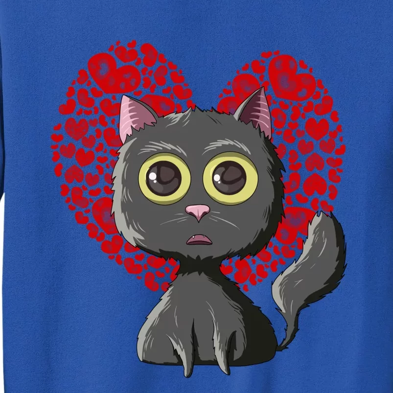 Black Cat Red Hearts Cute Cat Mom Valentines Day Cat Lovers Gift Sweatshirt