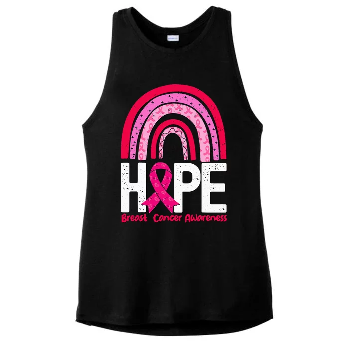 Breast Cancer Rainbow In October We Wear Pink Hope Support Ladies Tri-Blend Wicking Tank