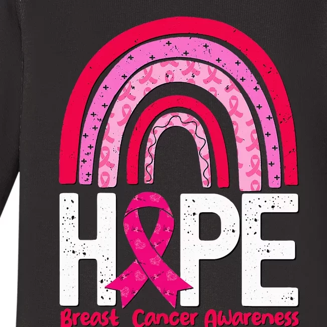 Breast Cancer Rainbow In October We Wear Pink Hope Support Baby Long Sleeve Bodysuit