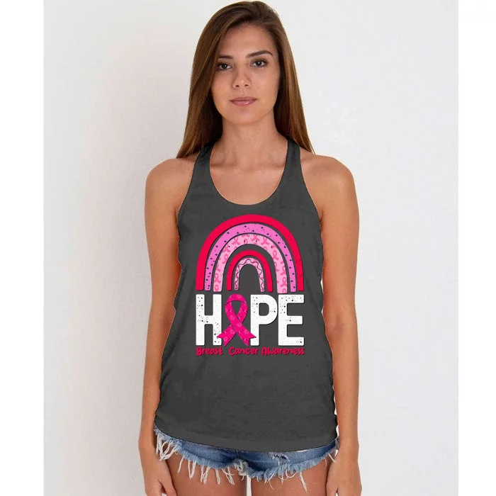 Breast Cancer Rainbow In October We Wear Pink Hope Support Women's Knotted Racerback Tank