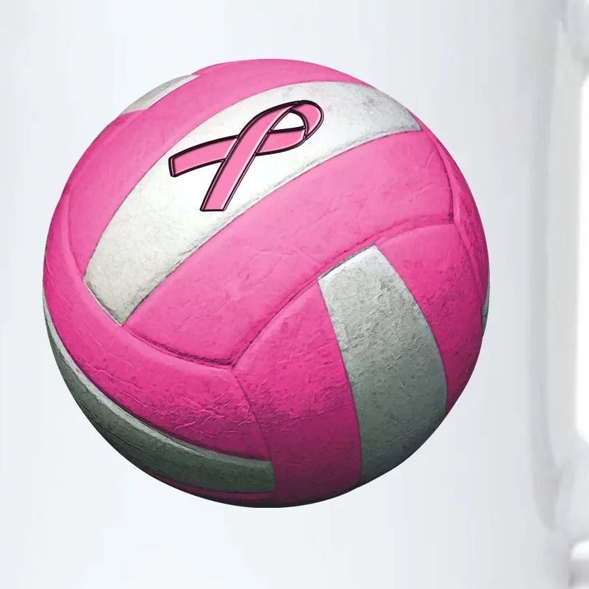 Breast Cancer Ribbon Pink Volleyball Black Color Changing Mug