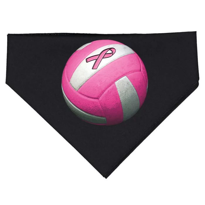 Breast Cancer Ribbon Pink Volleyball USA-Made Doggie Bandana