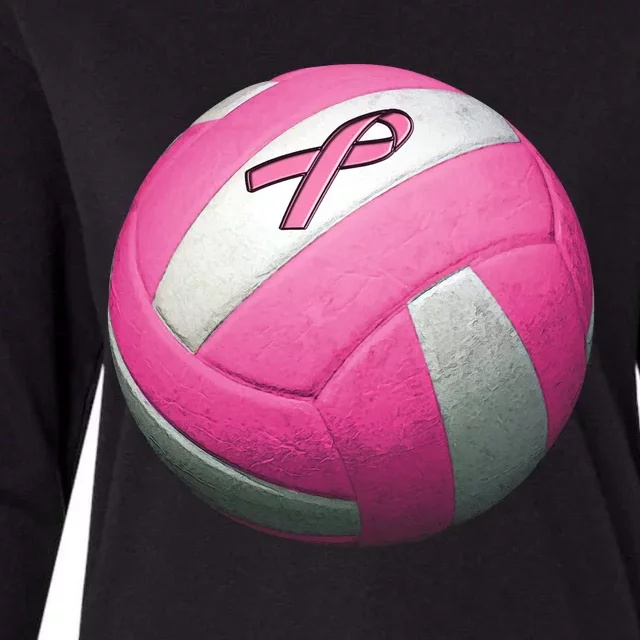 Breast Cancer Ribbon Pink Volleyball Womens Cotton Relaxed Long Sleeve T-Shirt