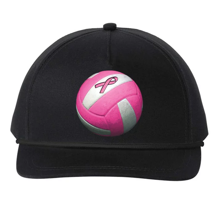 Breast Cancer Ribbon Pink Volleyball Snapback Five-Panel Rope Hat