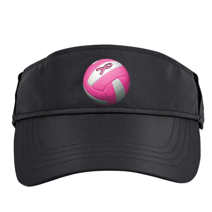 Breast Cancer Ribbon Pink Volleyball Adult Drive Performance Visor