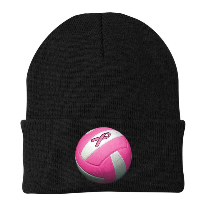 Breast Cancer Ribbon Pink Volleyball Knit Cap Winter Beanie