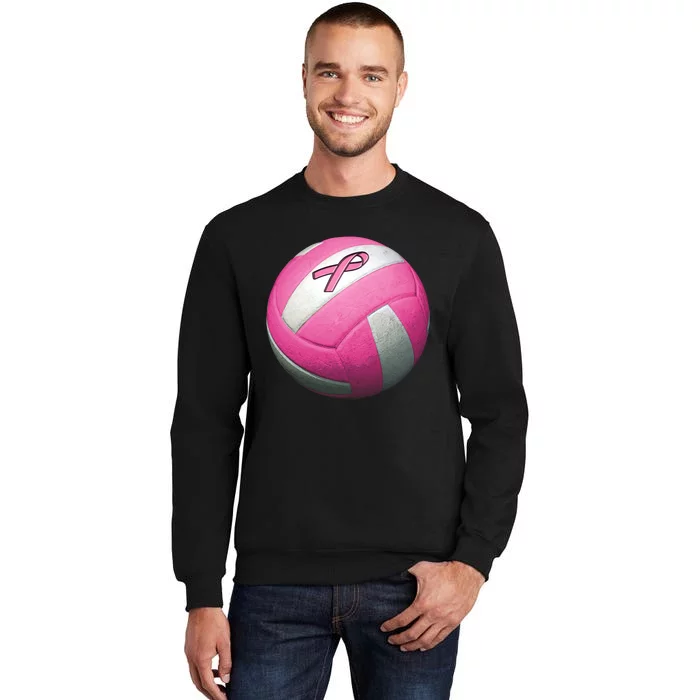 Breast Cancer Ribbon Pink Volleyball Tall Sweatshirt