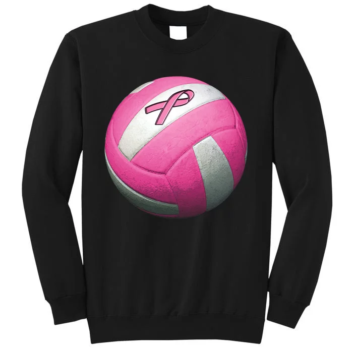 Breast Cancer Ribbon Pink Volleyball Tall Sweatshirt