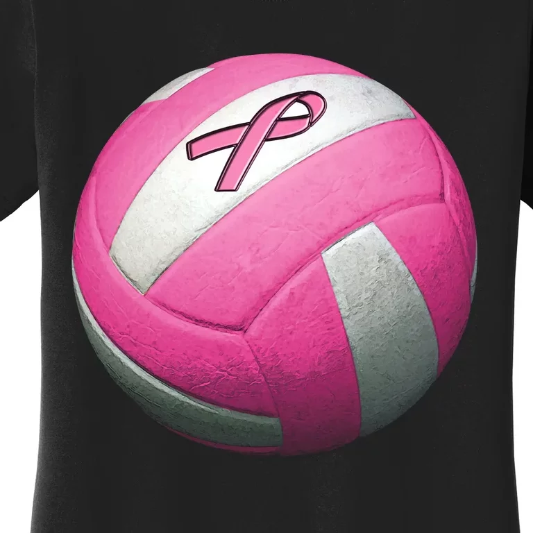 Breast Cancer Ribbon Pink Volleyball Women's T-Shirt