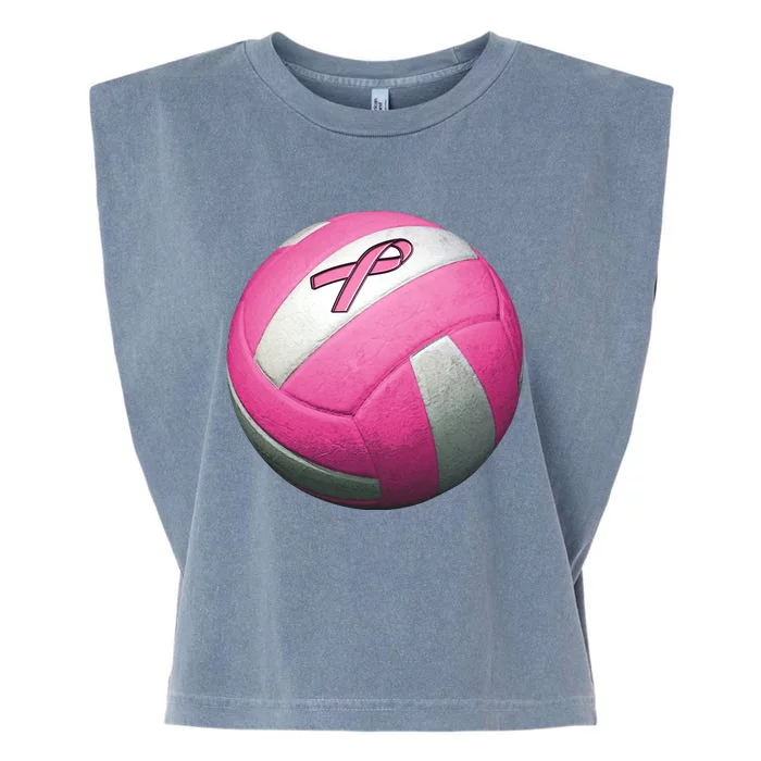 Breast Cancer Ribbon Pink Volleyball Garment-Dyed Women's Muscle Tee