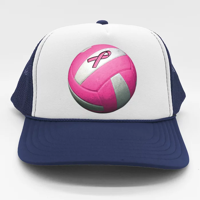 Breast Cancer Ribbon Pink Volleyball Trucker Hat