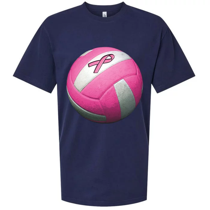 Breast Cancer Ribbon Pink Volleyball Sueded Cloud Jersey T-Shirt