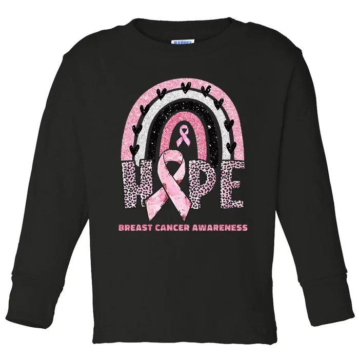 Breast Cancer Rainbow In October We Wear Pink Hope Support Toddler Long Sleeve Shirt