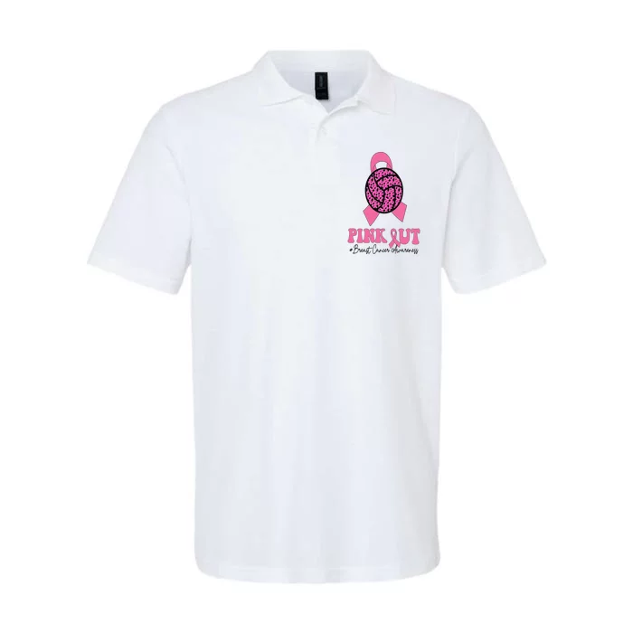 Breast Cancer Ribbon Pink Out Volleyball Pink Ribbon Leopard Softstyle Adult Sport Polo