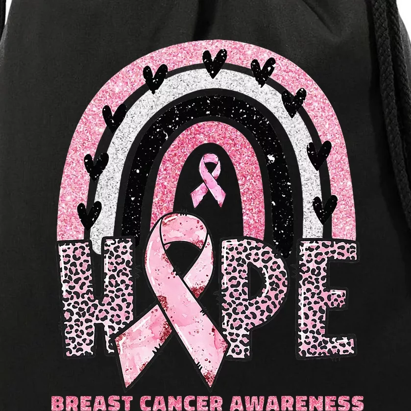 Breast Cancer Rainbow In October We Wear Hope Drawstring Bag