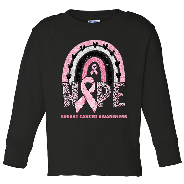 Breast Cancer Rainbow In October We Wear Hope Toddler Long Sleeve Shirt