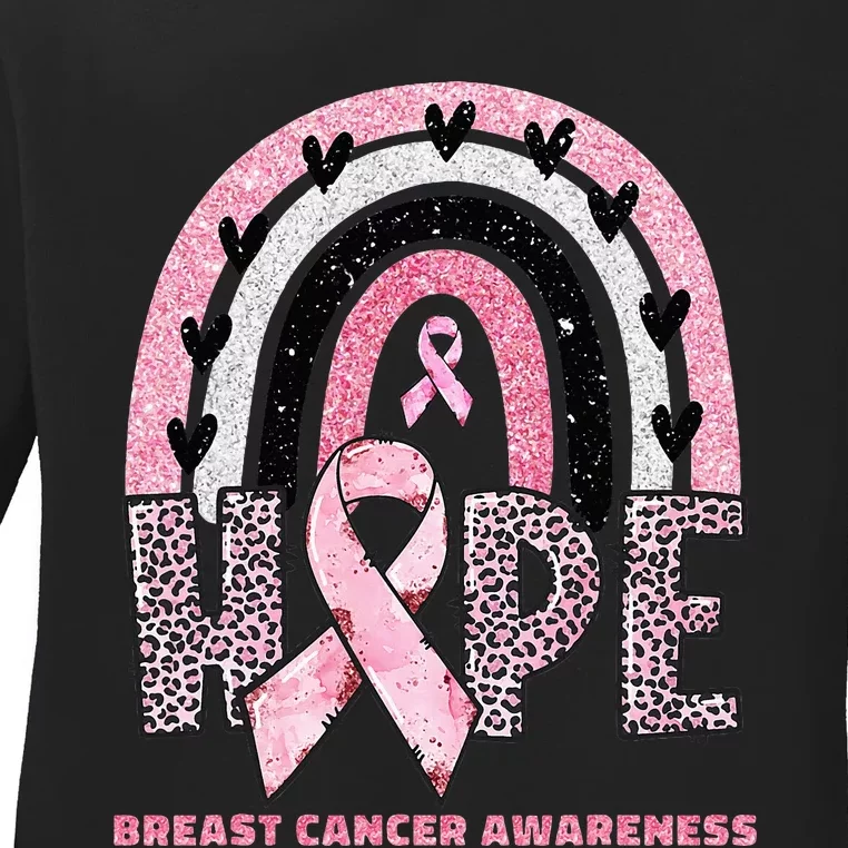 Breast Cancer Rainbow In October We Wear Hope Ladies Long Sleeve Shirt