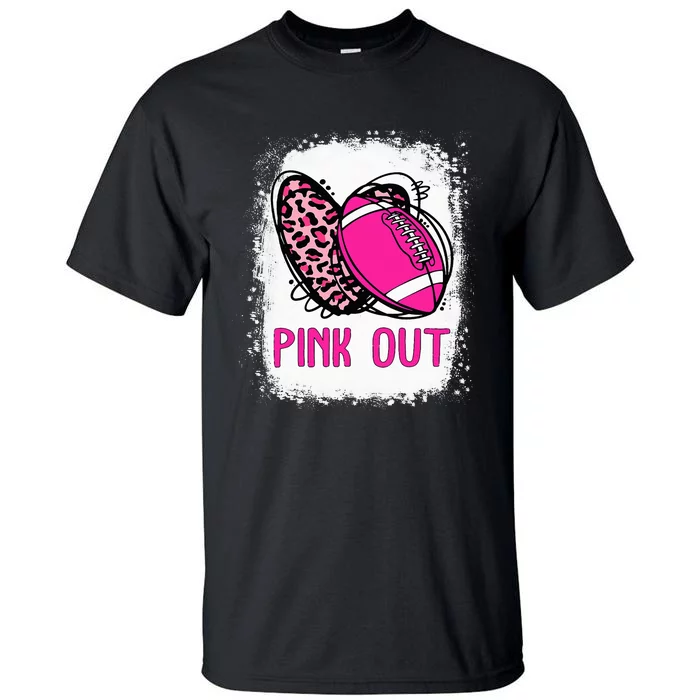 Breast Cancer Ribbon Out Football Heart Bleached Tall T-Shirt