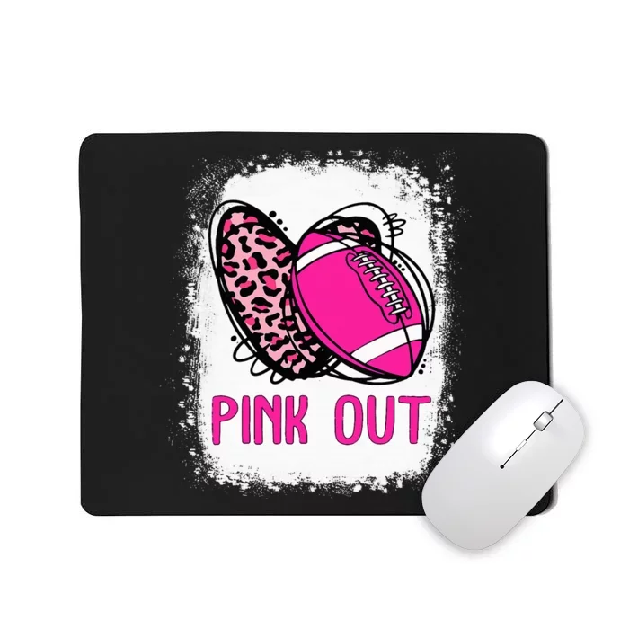 Breast Cancer Ribbon Out Football Heart Bleached Mousepad