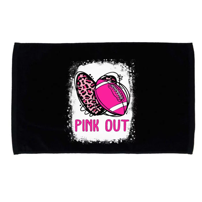 Breast Cancer Ribbon Out Football Heart Bleached Microfiber Hand Towel