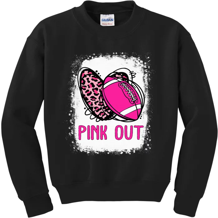 Breast Cancer Ribbon Out Football Heart Bleached Kids Sweatshirt