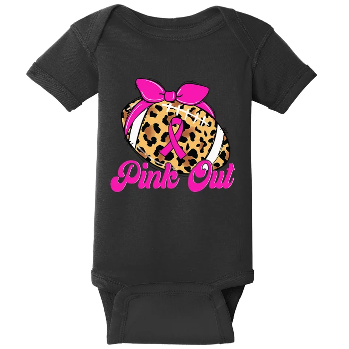 Breast Cancer Ribbon Out Football Ribbon Baby Bodysuit