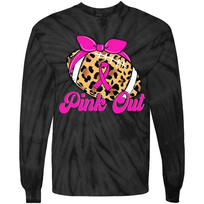 Breast Cancer Ribbon Out Football Ribbon Tie-Dye Long Sleeve Shirt