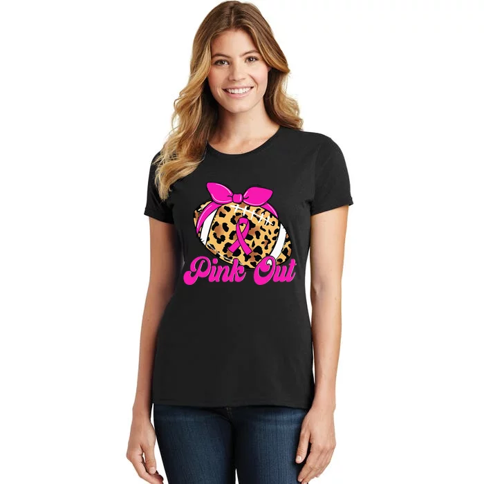 Breast Cancer Ribbon Out Football Ribbon Women's T-Shirt