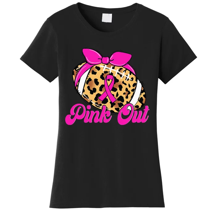 Breast Cancer Ribbon Out Football Ribbon Women's T-Shirt