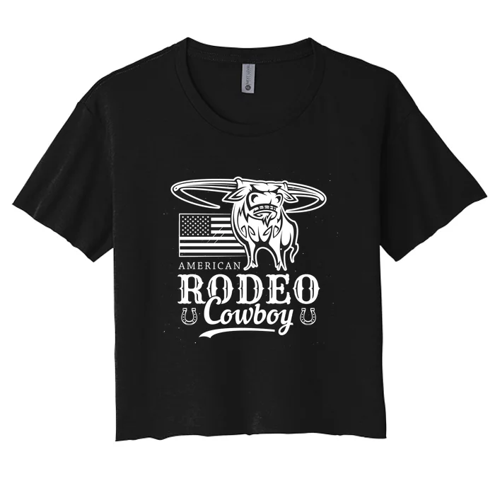 Bull Cowboy Rodeo Women's Crop Top Tee